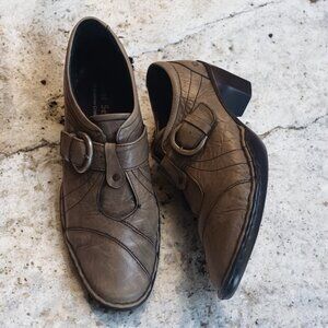 Josef Seibel Women’s Brown Leather Ankle Booties, Size 40, Chunky 2.5" Heel